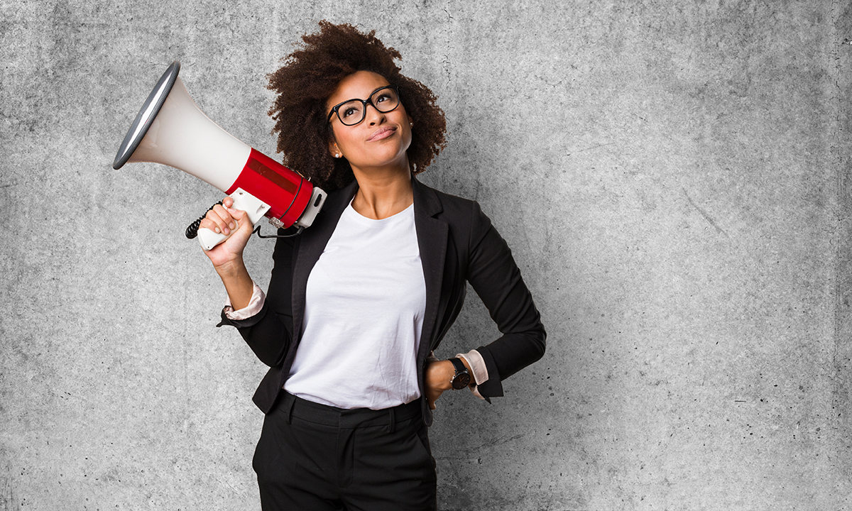 Image of a woman holding a megaphone