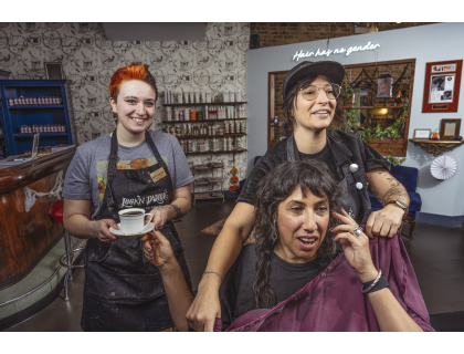 Image of people in a salon
